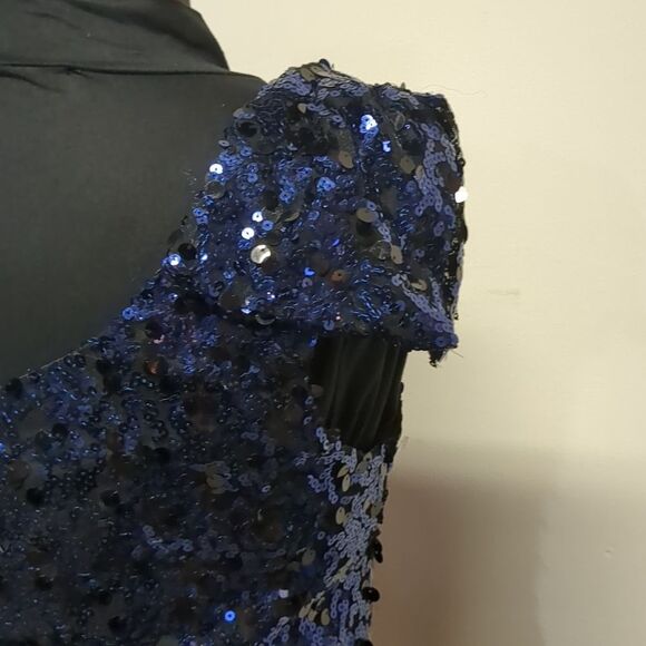 City Triangles Sequin Navy Black One Shoulder Cocktail Dress, Size 13 - Picture 9 of 10